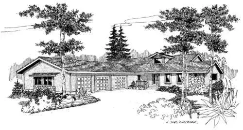 Northwest house plans 33-484 - front exterior, 1,936 sq ft, 2 bed, 2 bath house plans | Monster House Plans