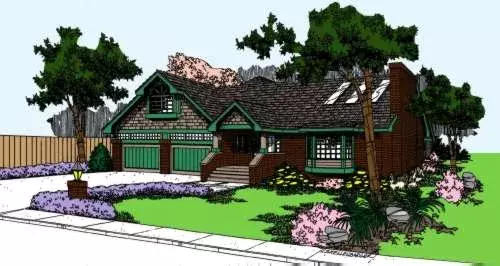 Craftsman house plans 33-485 - front exterior, 1,650 sq ft, 3 bed, 2 bath house plans | Monster House Plans