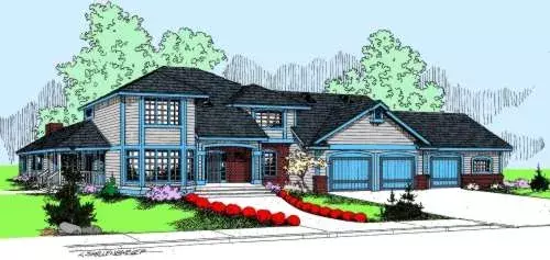 Traditional house plans 33-491 - front exterior, 4,139 sq ft, 3 bed, 3 bath house plans | Monster House Plans