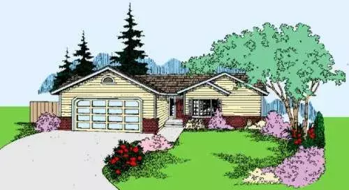 Traditional house plans 33-492 - front exterior, 1,528 sq ft, 3 bed, 2 bath house plans | Monster House Plans