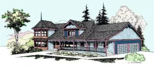 Country house plans 33-497 - front exterior, 2,765 sq ft, 3 bed, 2 bath house plans | Monster House Plans
