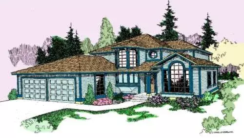Traditional house plans 33-499 - front exterior, 3,154 sq ft, 4 bed, 2 bath house plans | Monster House Plans