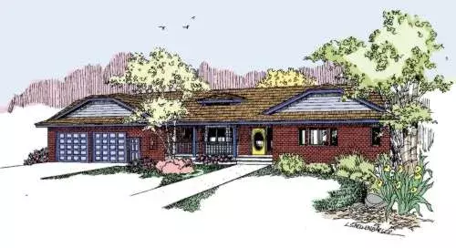 Traditional house plans 33-500 - front exterior, 2,060 sq ft, 3 bed, 2 bath house plans | Monster House Plans