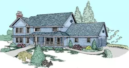 Country house plans 33-513 - front exterior, 2,703 sq ft, 4 bed, 3 bath house plans | Monster House Plans