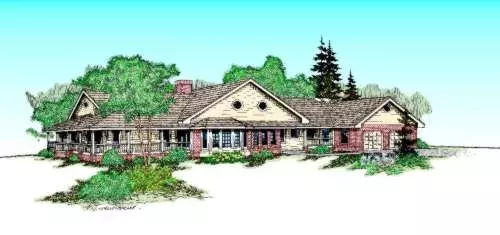 Traditional house plans 33-515 - front exterior, 2,801 sq ft, 3 bed, 2 bath house plans | Monster House Plans
