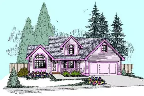 Traditional house plans 33-516 - front exterior, 1,658 sq ft, 4 bed, 2 bath house plans | Monster House Plans