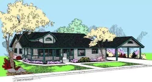 Traditional house plans 33-519 - front exterior, 2,131 sq ft, 3 bed, 2 bath house plans | Monster House Plans