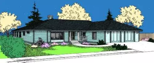Traditional house plans 33-523 - front exterior, 2,139 sq ft, 2 bed, 2 bath house plans | Monster House Plans