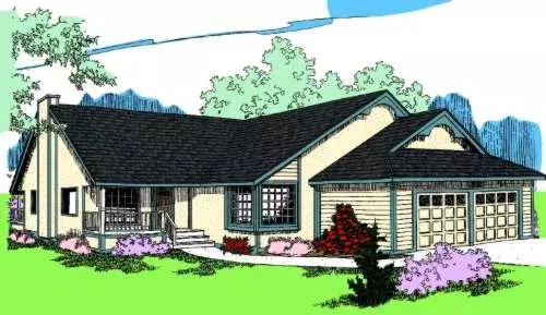Traditional house plans 33-528 - front exterior, 1,965 sq ft, 2 bed, 2 bath house plans | Monster House Plans