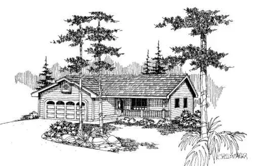 Traditional house plans 33-530 - front exterior, 1,242 sq ft, 3 bed, 2 bath house plans | Monster House Plans
