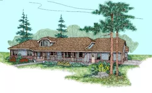 Country house plans 33-539 - front exterior, 2,840 sq ft, 3 bed, 2 bath house plans | Monster House Plans
