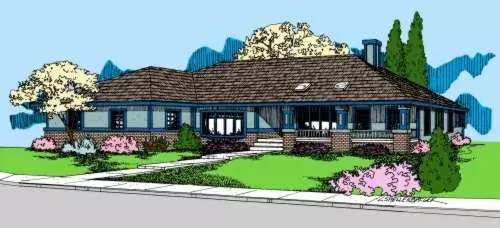 Traditional house plans 33-542 - front exterior, 2,277 sq ft, 3 bed, 2 bath house plans | Monster House Plans