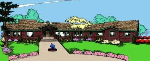 Traditional house plans 33-543 - front exterior, 3,221 sq ft, 4 bed, 3 bath house plans | Monster House Plans