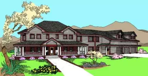 Traditional house plans 33-549 - front exterior, 4,313 sq ft, 4 bed, 3 bath house plans | Monster House Plans