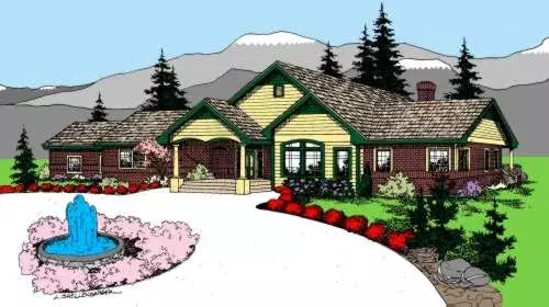 Traditional house plans 33-550 - front exterior, 2,283 sq ft, 3 bed, 2 bath house plans | Monster House Plans