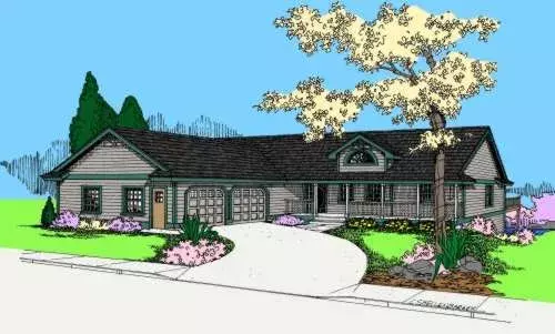 Traditional house plans 33-556 - front exterior, 1,678 sq ft, 3 bed, 2 bath house plans | Monster House Plans