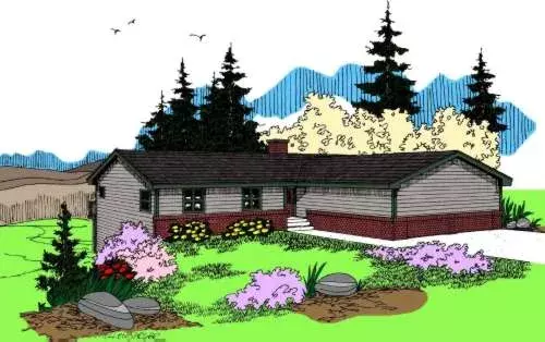 Traditional house plans 33-557 - front exterior, 1,716 sq ft, 2 bed, 2 bath house plans | Monster House Plans