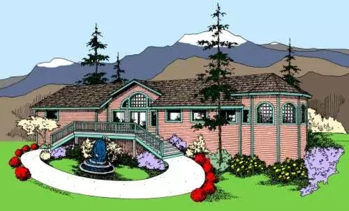 Northwest house plans 33-558 - front exterior, 3,555 sq ft, 6 bed, 3 bath house plans | Monster House Plans