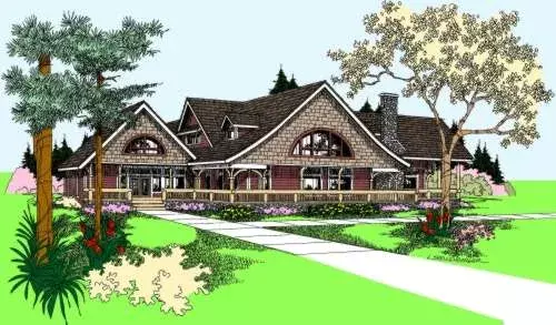 European house plans 33-559 - front exterior, 4,328 sq ft, 3 bed, 3 bath house plans | Monster House Plans
