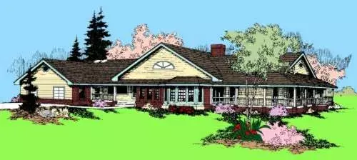 Traditional house plans 33-562 - front exterior, 2,561 sq ft, 3 bed, 2 bath house plans | Monster House Plans