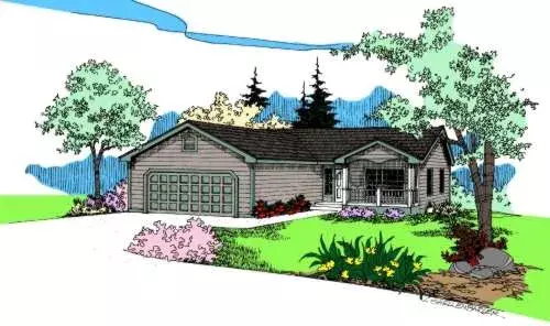 Traditional house plans 33-564 - front exterior, 1,350 sq ft, 3 bed, 2 bath house plans | Monster House Plans