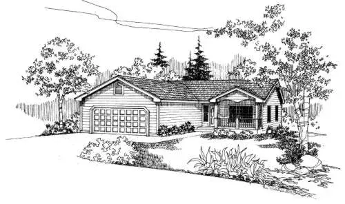 Traditional house plans 33-574 - front exterior, 1,385 sq ft, 3 bed, 2 bath house plans | Monster House Plans