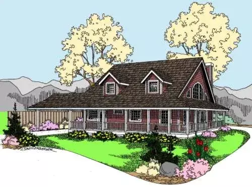 Country house plans 33-576 - front exterior, 1,432 sq ft, 1 bed, 1 bath house plans | Monster House Plans