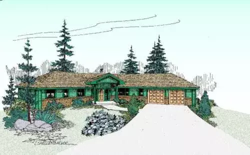 Traditional house plans 33-579 - front exterior, 1,517 sq ft, 2 bed, 2 bath house plans | Monster House Plans