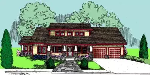 Bungalow house plans 33-585 - front exterior, 1,776 sq ft, 3 bed, 2 bath house plans | Monster House Plans