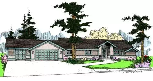 Traditional house plans 33-587 - front exterior, 1,981 sq ft, 3 bed, 2 bath house plans | Monster House Plans