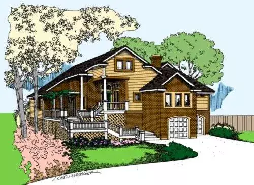 Traditional house plans 33-589 - front exterior, 2,762 sq ft, 3 bed, 2 bath house plans | Monster House Plans