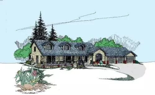 Country house plans 33-592 - front exterior, 3,324 sq ft, 4 bed, 4 bath house plans | Monster House Plans