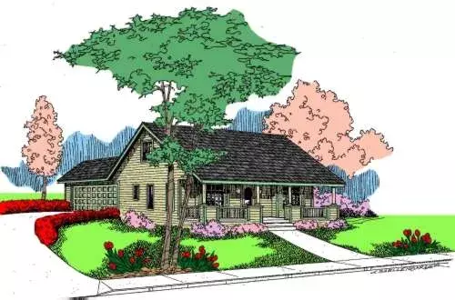 Country house plans 33-593 - front exterior, 1,176 sq ft, 3 bed, 2 bath house plans | Monster House Plans