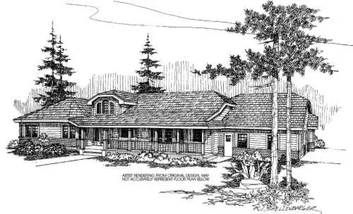 Country house plans 33-594 - front exterior, 2,863 sq ft, 3 bed, 2 bath house plans | Monster House Plans