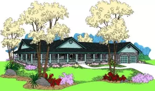 Country house plans 33-597 - front exterior, 2,246 sq ft, 3 bed, 2 bath house plans | Monster House Plans