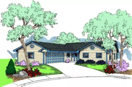 Traditional house plans 33-599 - front exterior, 1,510 sq ft, 3 bed, 2 bath house plans | Monster House Plans