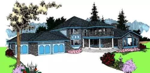 Northwest house plans 33-601 - front exterior, 3,617 sq ft, 4 bed, 4 bath house plans | Monster House Plans