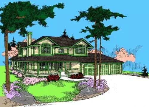 Country house plans 33-605 - front exterior, 2,635 sq ft, 4 bed, 2 bath house plans | Monster House Plans