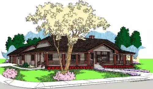 Country house plans 33-607 - front exterior, 3,128 sq ft, 3 bed, 2 bath house plans | Monster House Plans