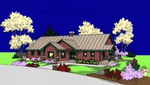 Traditional house plans 33-612 - front exterior, 1,908 sq ft, 1 bed, 2 bath house plans | Monster House Plans