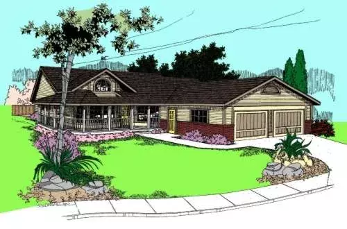 Traditional house plans 33-613 - front exterior, 1,615 sq ft, 3 bed, 2 bath house plans | Monster House Plans