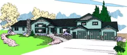 Craftsman house plans 33-614 - front exterior, 3,274 sq ft, 3 bed, 4 bath house plans | Monster House Plans
