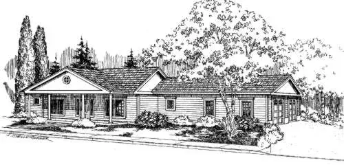 Traditional house plans 33-616 - front exterior, 1,505 sq ft, 3 bed, 2 bath house plans | Monster House Plans