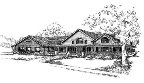 Traditional house plans 33-621 - front exterior, 2,916 sq ft, 3 bed, 2 bath house plans | Monster House Plans