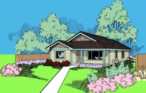 Traditional house plans 33-628 - front exterior, 1,510 sq ft, 3 bed, 2 bath house plans | Monster House Plans