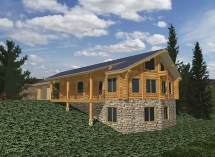 Log Cabin house plans 34-122 - front exterior, 1,785 sq ft, 3 bed, 2 bath house plans | Monster House Plans