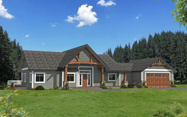 Craftsman house plans 34-153 - front exterior, 3,443 sq ft, 3 bed, 4 bath house plans | Monster House Plans