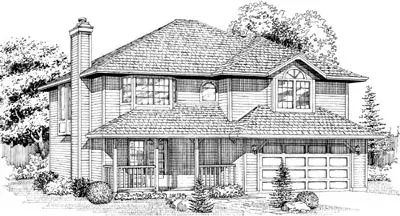 Northwest house plans 35-101 - front exterior, 1,404 sq ft, 3 bed, 2 bath house plans | Monster House Plans