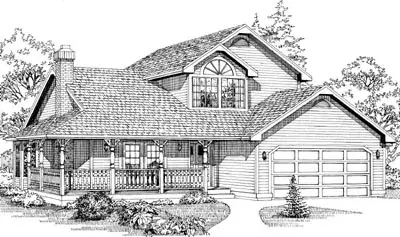 Traditional house plans 35-111 - front exterior, 2,166 sq ft, 3 bed, 2 bath house plans | Monster House Plans