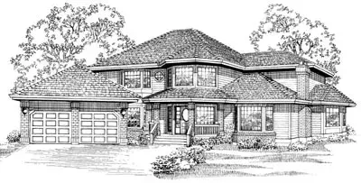 Northwest house plans 35-116 - front exterior, 3,327 sq ft, 5 bed, 2 bath house plans | Monster House Plans